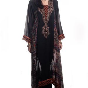Black Long Embroidered Maxi Dress